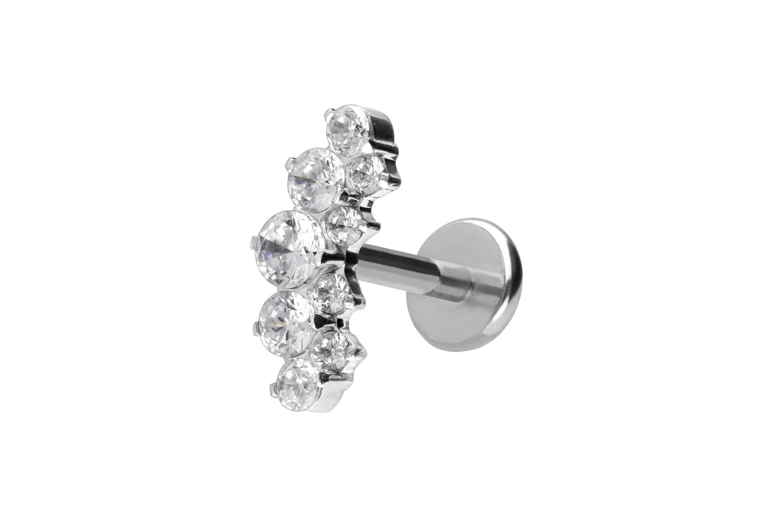 Titan Labret Piercing mit Push Fit KRISTALLBOGEN